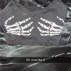 SHEIN Black Skeleton Hand Crop Top